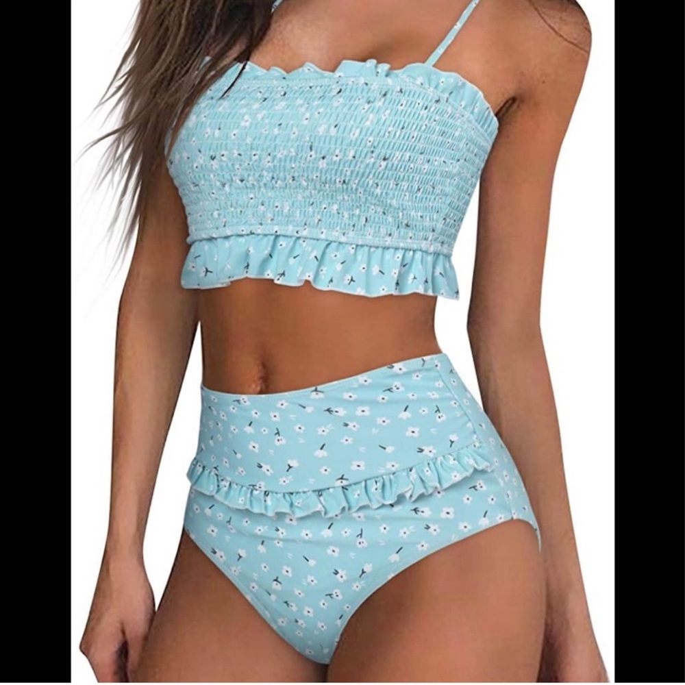 Teal Floral Women's Swim Set Size L